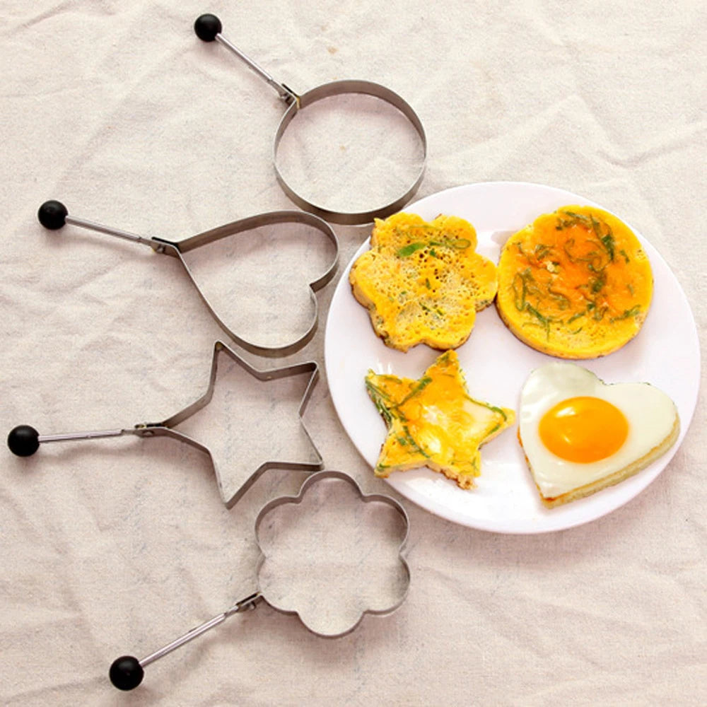 5Pcs Stainless Steel Eggs Rings Mold With Handle,Round Non-stick Pancake Omelette Mold For Griddle,Egg Shaper Home Kitchen Items Default Title