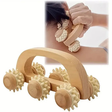 1 Pcs Wooden Massage Roller Tool, Manual Wooden Massager, Wood Back Massage Roller for Neck Leg Back Deep Tissue Muscle Massager Default Title