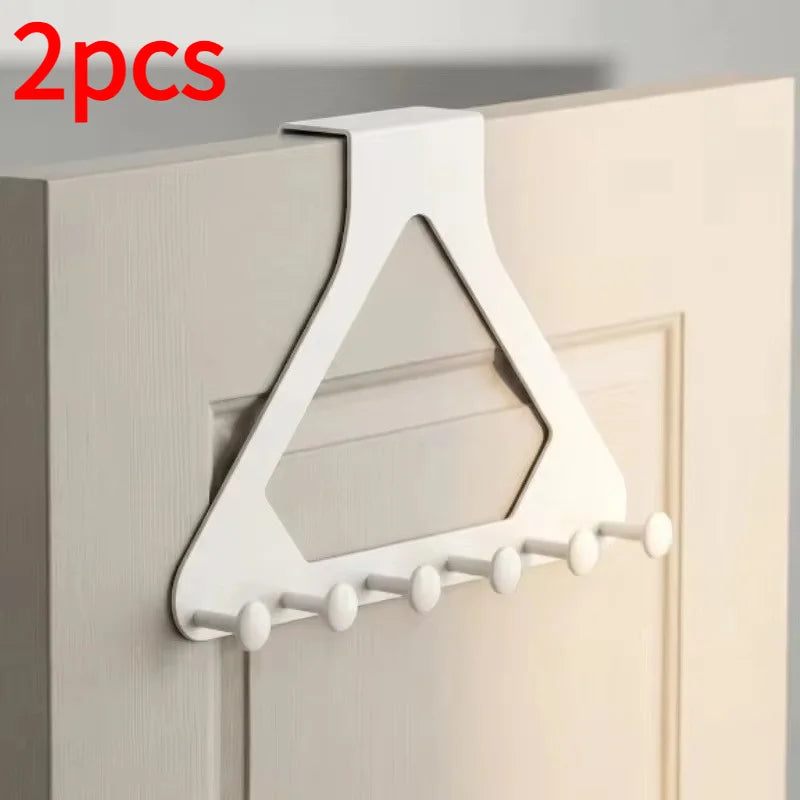Six Peg Over Door Clothes Hanger for Bedroom Accessories 2pcs-white