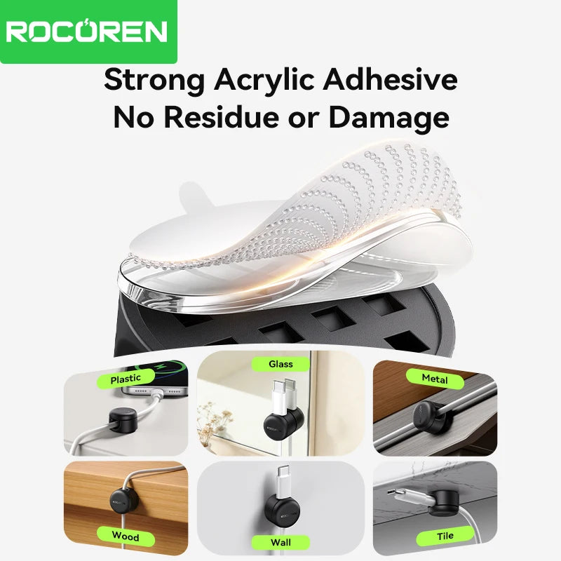 Rotating Magnetic Cable Clips for Desk Charging Leads