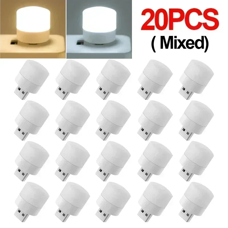 Mini USB LED Night Light for Desk and Bedside Ambient Lighting 20PCS-Mix