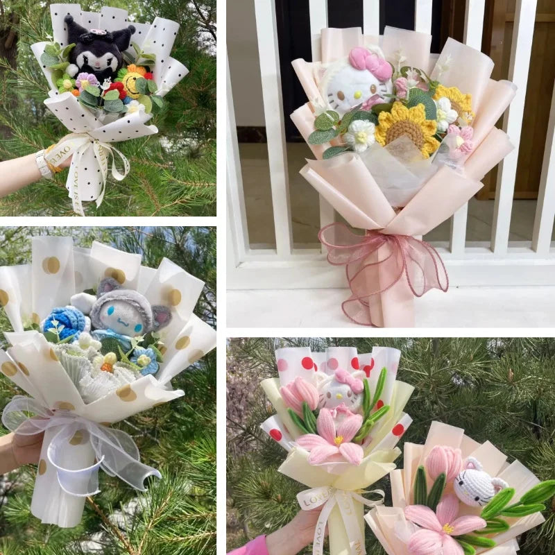 Cartoon My Melody Kuromi Cinnamoroll Kt Cat Plush Doll Toy Bouquet Gift Box Valentine's Day Christmas Graduation Gifts