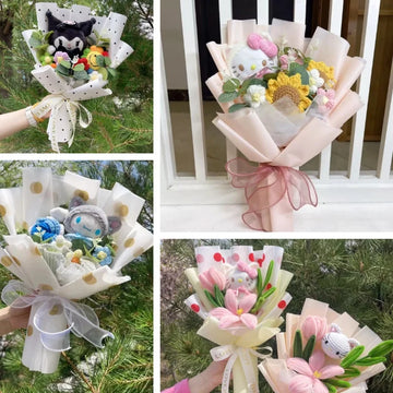 Cartoon My Melody Kuromi Cinnamoroll Kt Cat Plush Doll Toy Bouquet Gift Box Valentine's Day Christmas Graduation Gifts