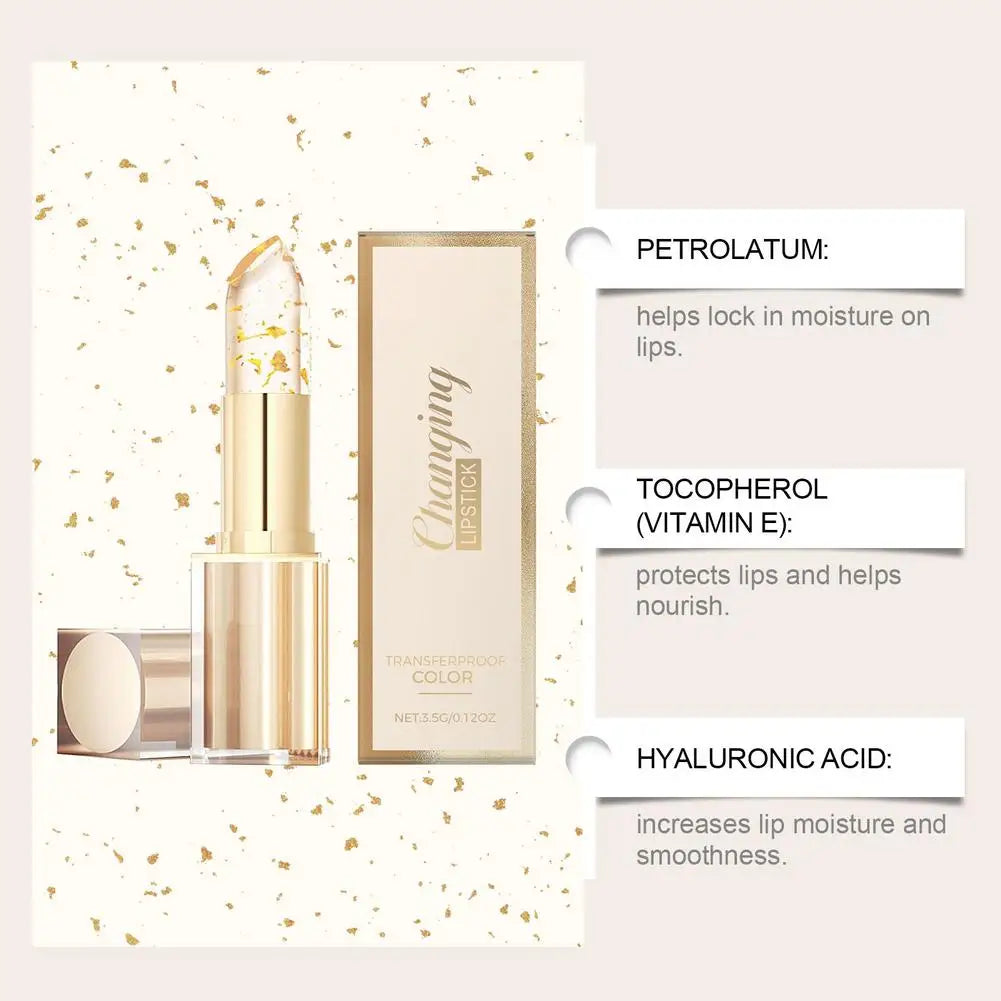 3.5g Transfer-Proof Color-Changing Lipstick Gold Leaf Discoloration Nourish Moisturize Water Light Softening Non-greasy Lip Blam