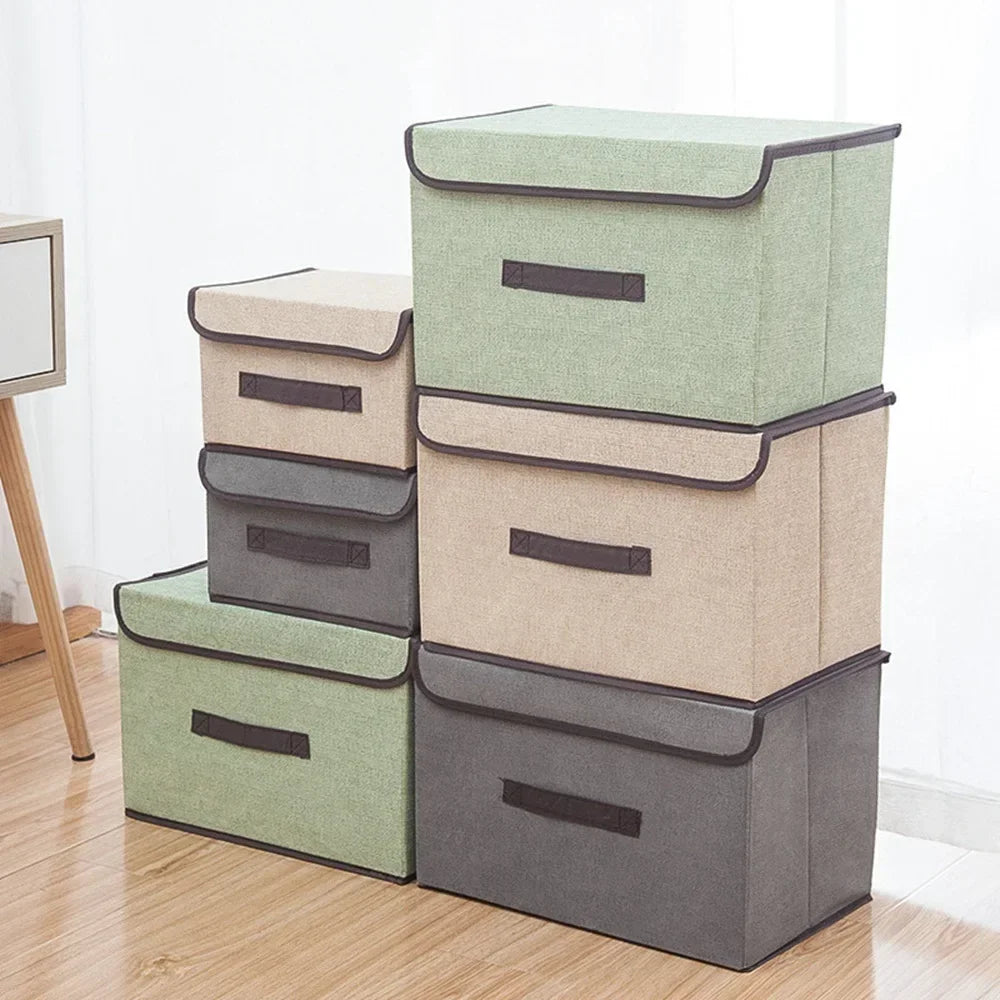 Fabric Wardrobe Storage Box With Lid for Clothes and Accessories