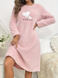 Women Flannel Velvet Nightdress Autumn Winter Thicken Warm Nightgown Heart Sleepwear Comfortable Female Causal Home Clothes RAL57000fen