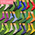 1/3/6/10 Pair Anti Slip Yoga Socks Female Medium Tube Socks lady Anti Slip Silicone Indoor Fitness Pilates Women's Sports Socks 10 Pair-3