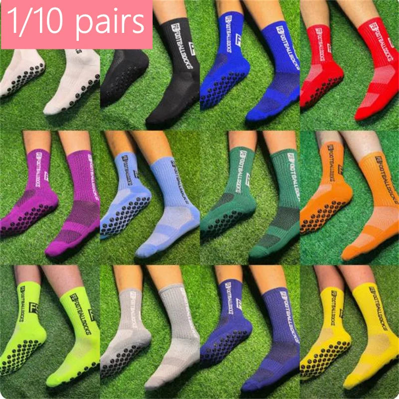 1/3/6/10 Pair Anti Slip Yoga Socks Female Medium Tube Socks lady Anti Slip Silicone Indoor Fitness Pilates Women's Sports Socks 10 Pair-3