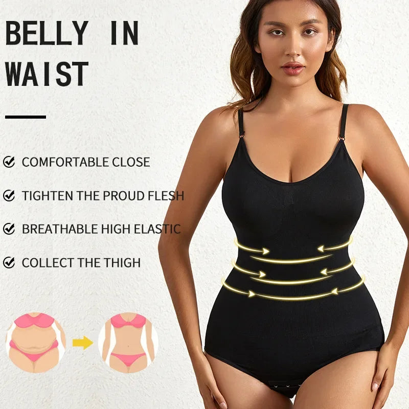 1 Piece Solid Seamless Brief Shaping Shapewear Bodysuit, Tummy Control Butt Lifting Slimmer Body Shaper, Women's Underwear