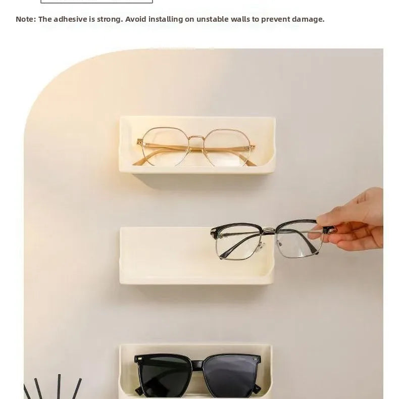 Adhesive Wall Mounted Glasses Holder for Bedside Storage