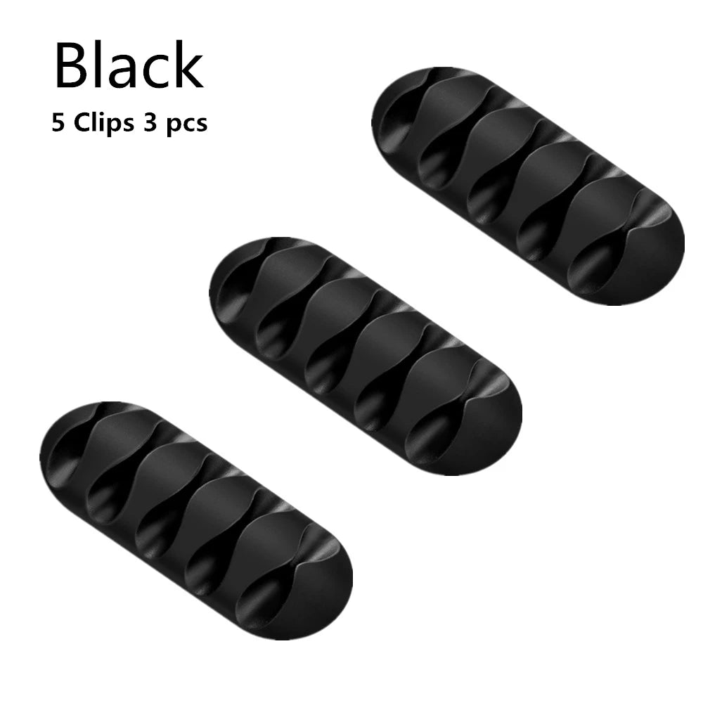 Adhesive Silicone Desk Cable Clips for Charging Leads 5 clips - 3pcs 1