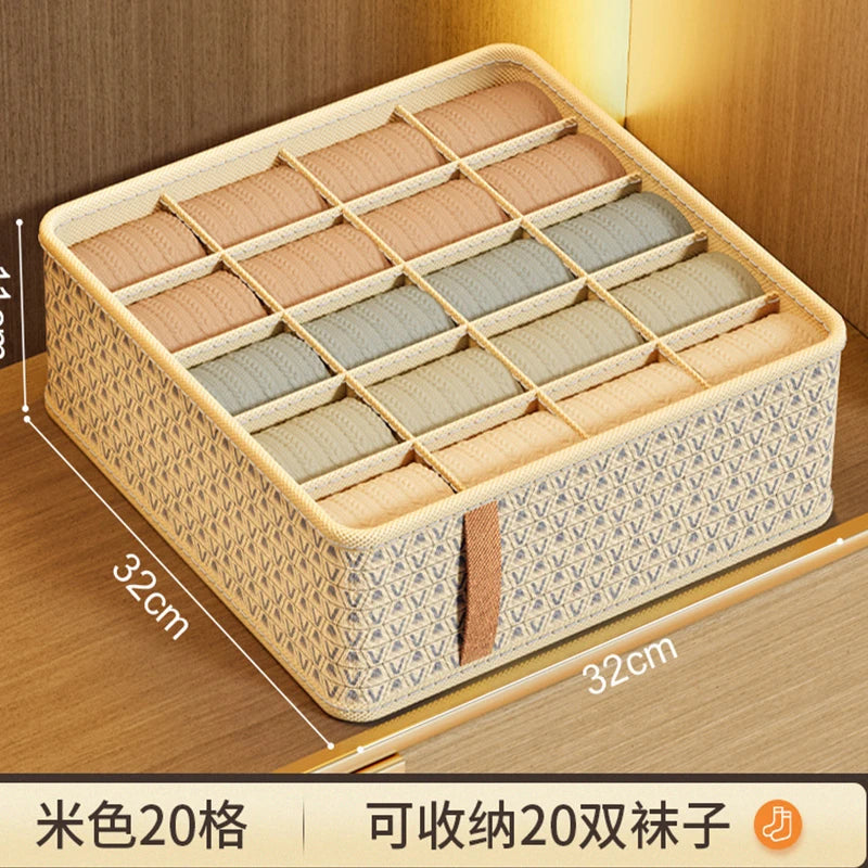Divided Fabric Drawer Organiser for Underwear Bras and Socks -20ge