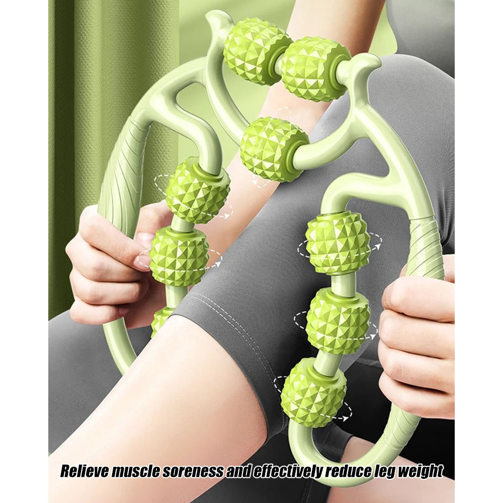 Leg Massager Multi-functional 12 Wheels Full-coverage Massage Roller for Arm Waist Leg Muscle Relaxation Manual Massage Machine