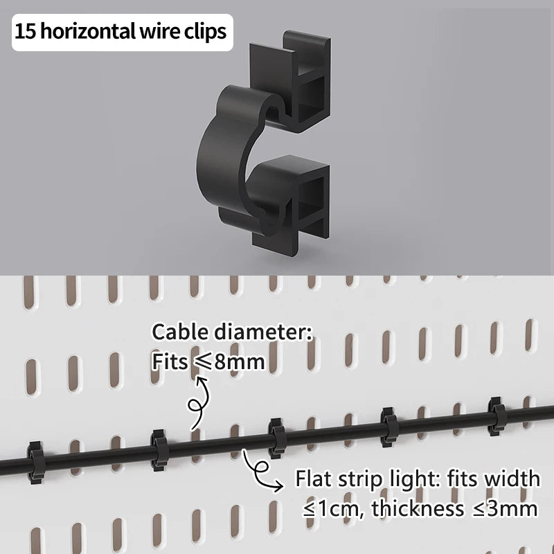 Gaming Room Pegboard Storage for Desk Accessories and Display BHorizontal wireclip