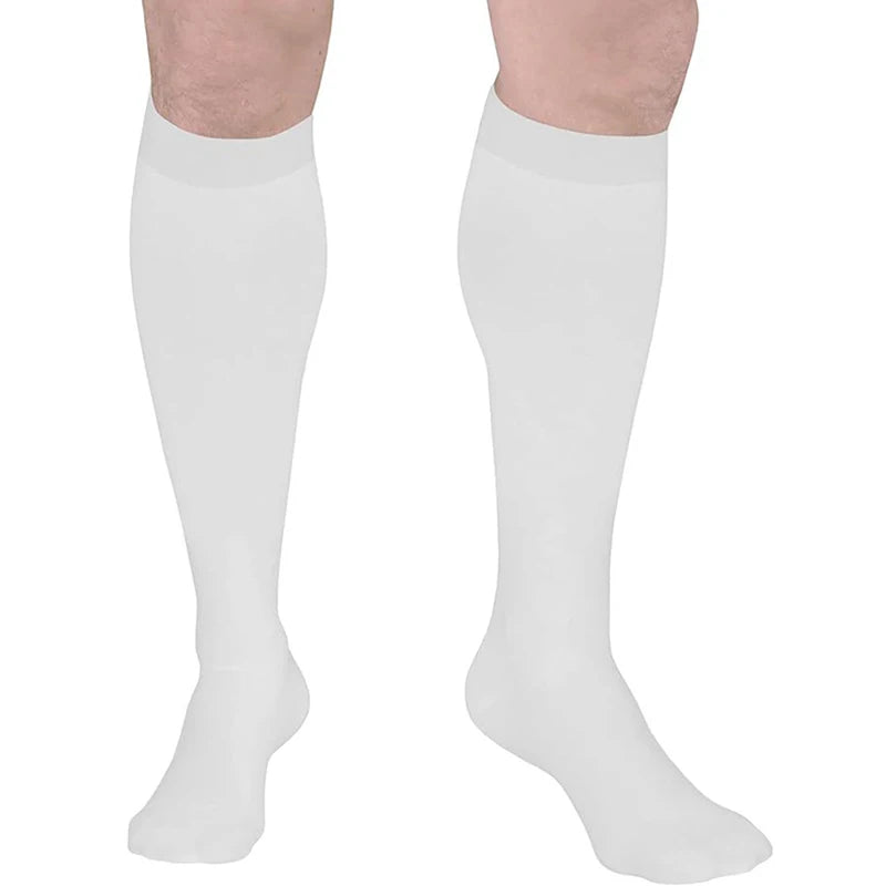 1 Pair Unisex Calf Compression Stockings Prevent Varicose Veins Shape Gradually with Pressure Elastic Open Toe Knee High socks 1 Pair White2
