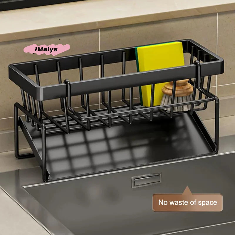 Sink Caddy with Sloping Drainage Tray and Dishcloth Rail