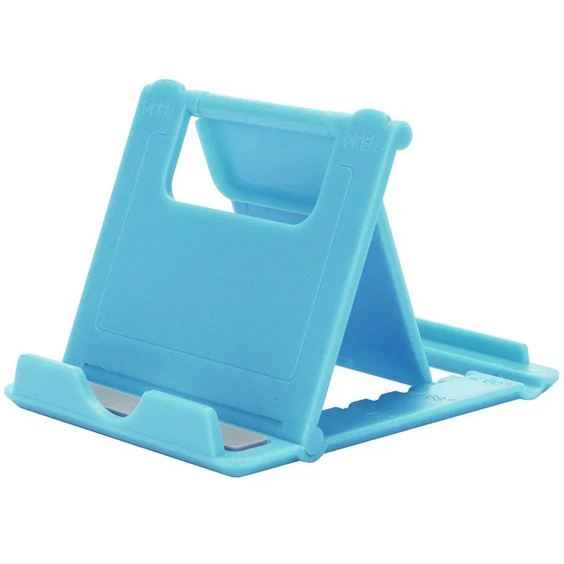 Adjustable Folding Plastic Phone Stand for Desk Viewing Blue