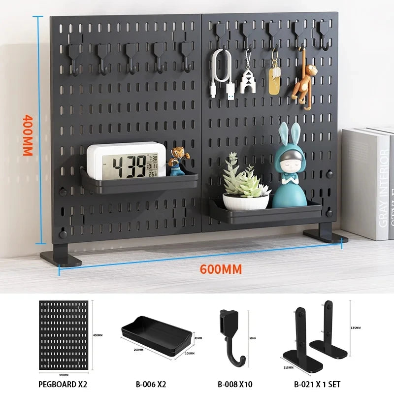 Pegboard Combination Desktop Storage Kit, Vertical and Clip-Type Pegboard Display Panels, Suitable for Home Office Storage. BK Standing SET 2
