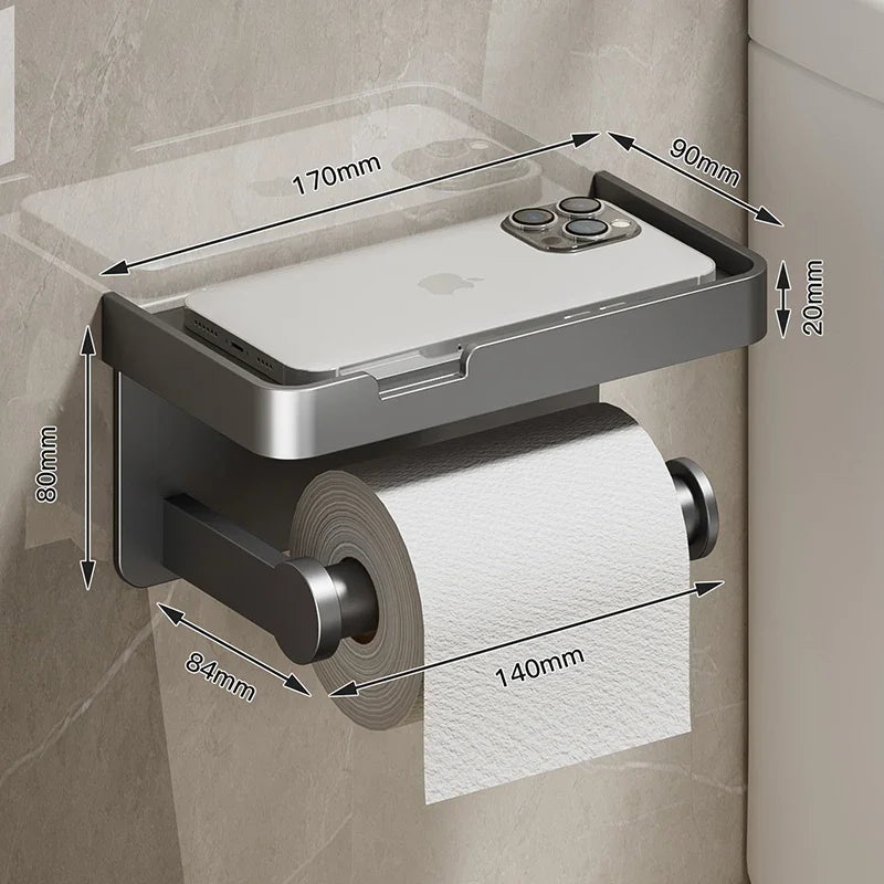 Aluminium Wall Mounted Toilet Roll Holder and Shelf Options PURPLE