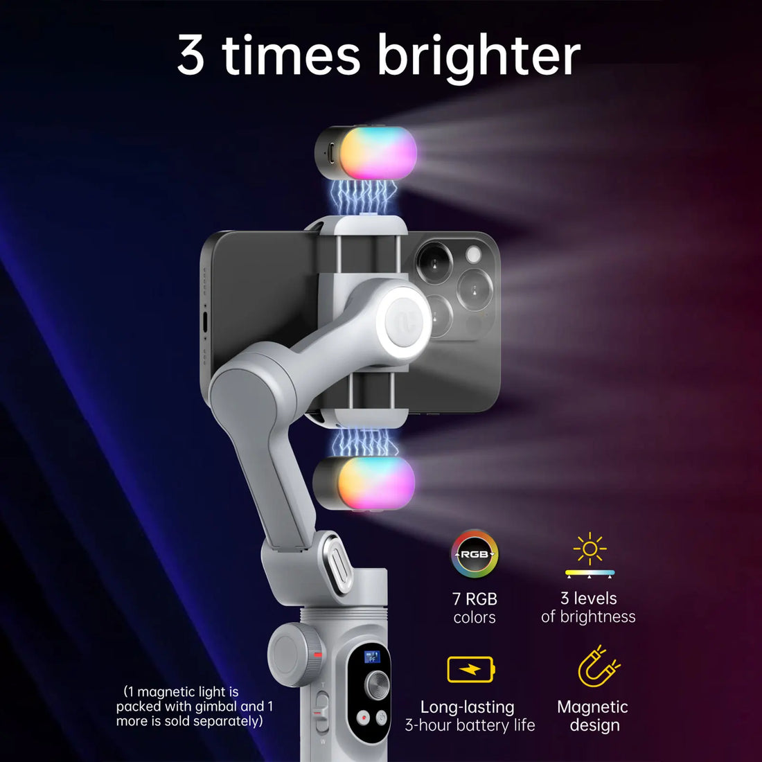 AOCHUAN Smart XPro 3 Axis Smartphone Gimbal Stabilizer For iphone And android Phone Stable shooting with RGB video fill light