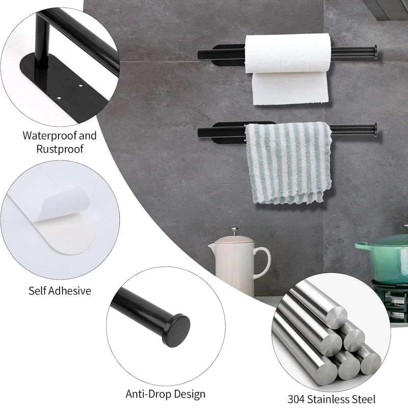 Kitchen Paper Towel Holder Adhesive Tissue Hanger Toilet Roll Paper Dispenser Cabinet Storage Napkin Rack Bathroom Accessories