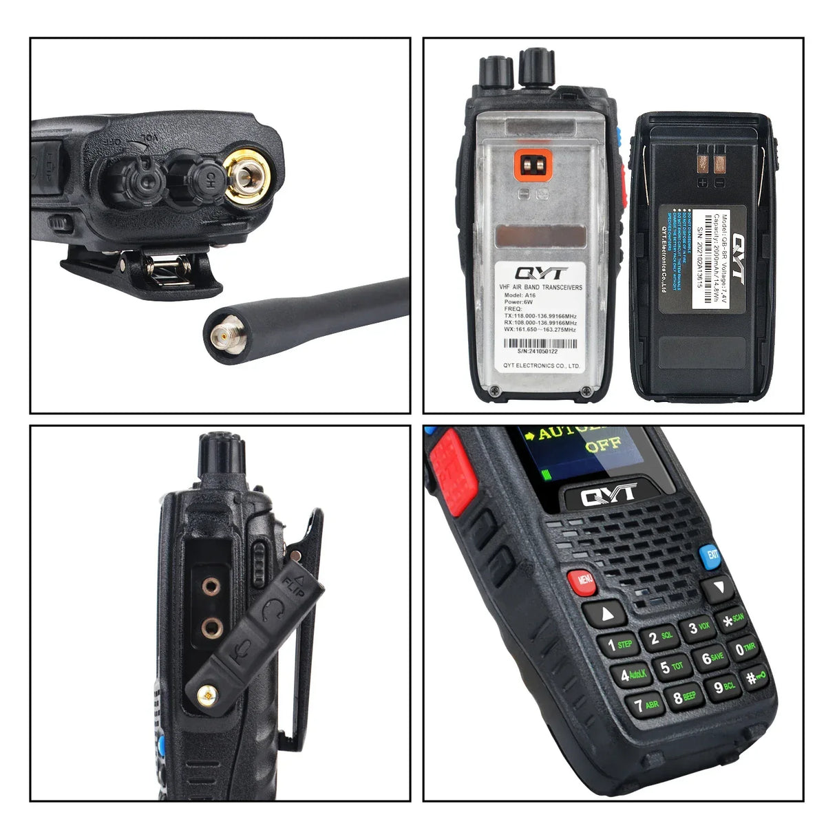 QYT KT-A16 Aviation Handheld Transceiver 6W NOAA Air Band Radio