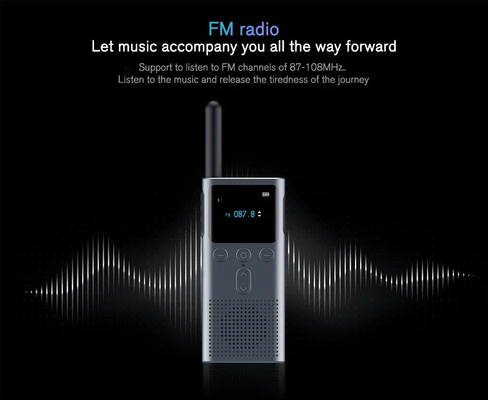 Xiaomi Walkie Talkie 2S Screen 4W Power 120-hour 1.77"Color Standby Dual Mode 5km Call Distance IP54 Outdoors Security Intercom