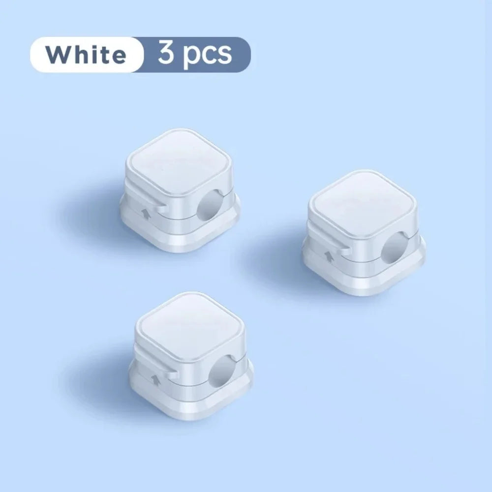 Magnetic Desk Cable Holders for Charging and Audio Leads 3PCS White