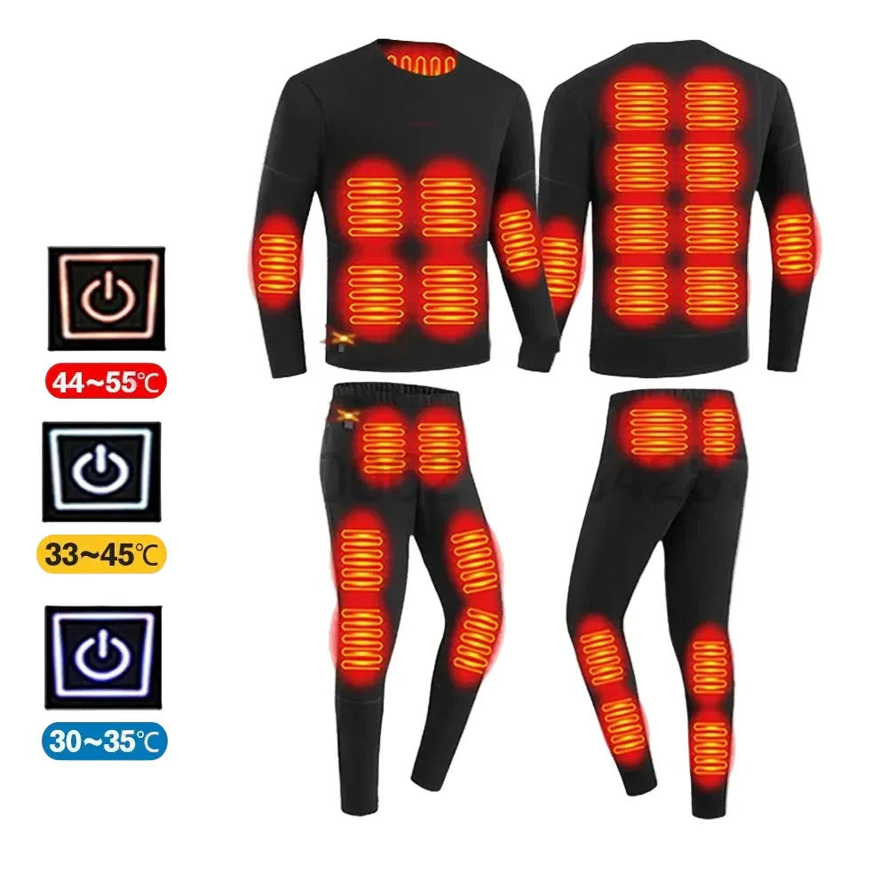 Buy USB Electric Heated Jacket Thermal Underwear Set for Men & Women 28-points-Men-Suit