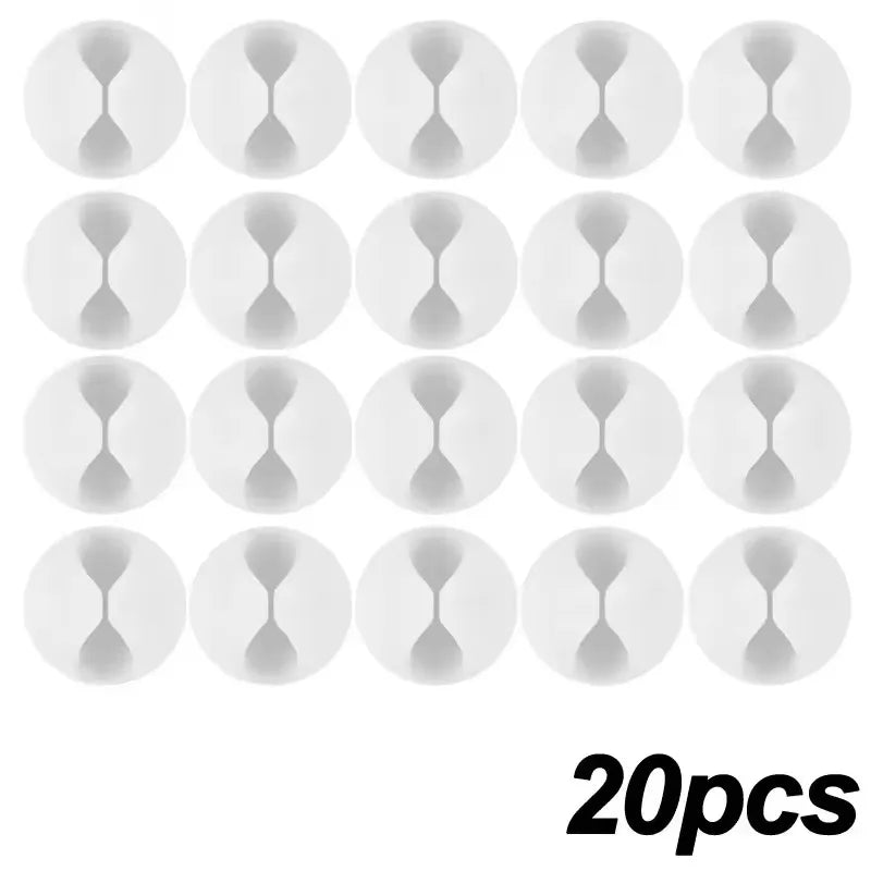 Self Adhesive Round Desk Cable Clips for Charging Leads 20x White