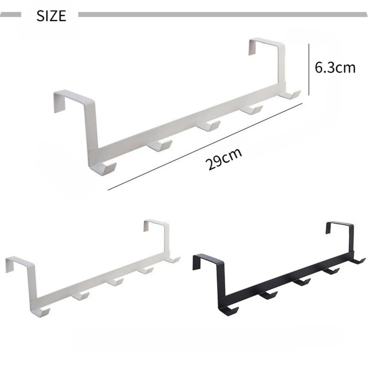 Five Hook Iron Over Door Rack for Bedroom Clothes Storage