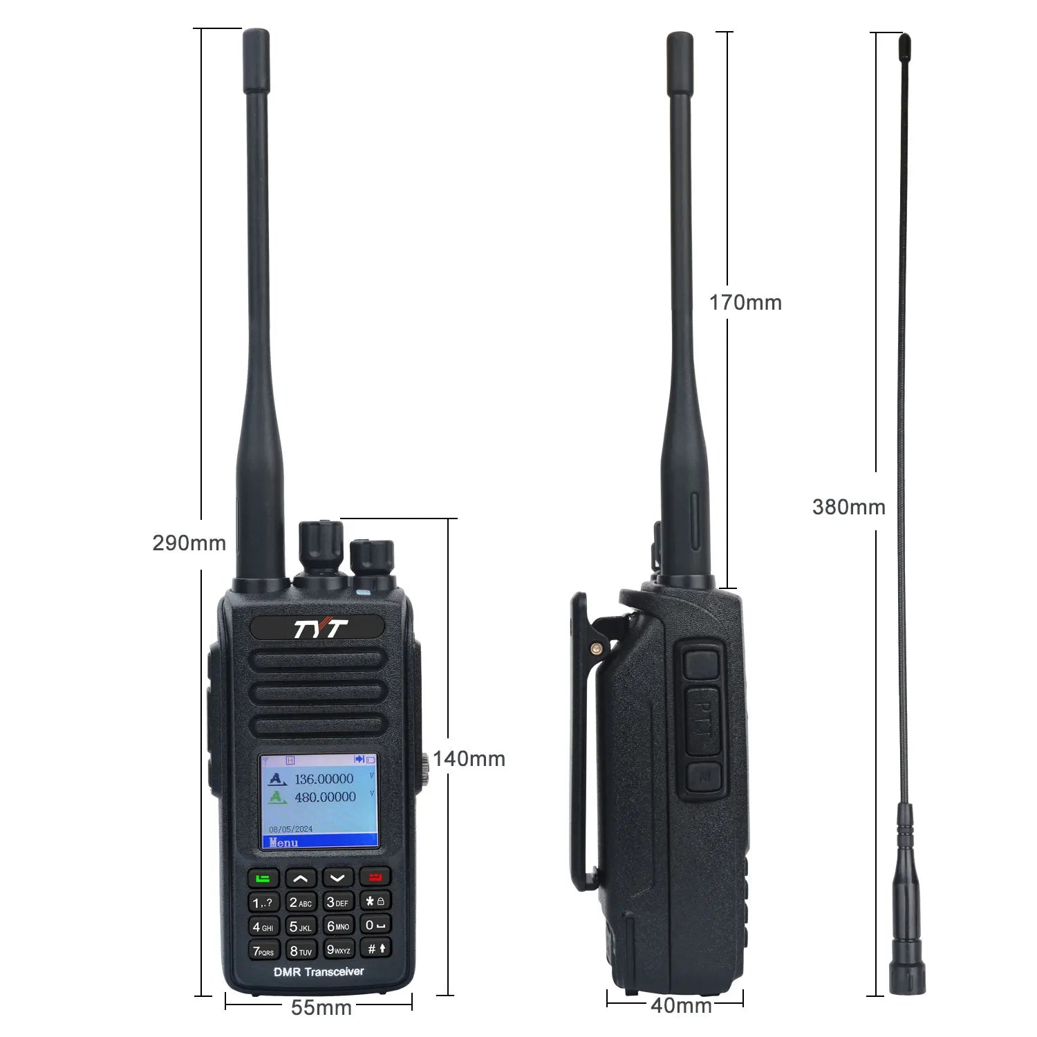TYT MD-UV390 10W DMR Digital Walkie Talkie with GPS, IP67 Waterproof, AES-256 Encryption & USB-C Battery