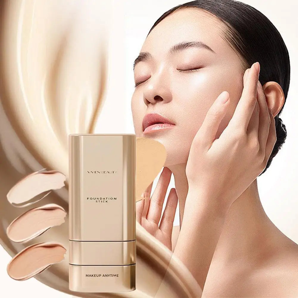 Face Foundation Stick With Brush, Velvet Moist Light Concealer Full Coverage Oil Control Dark Circles Corrector Facial Makeup