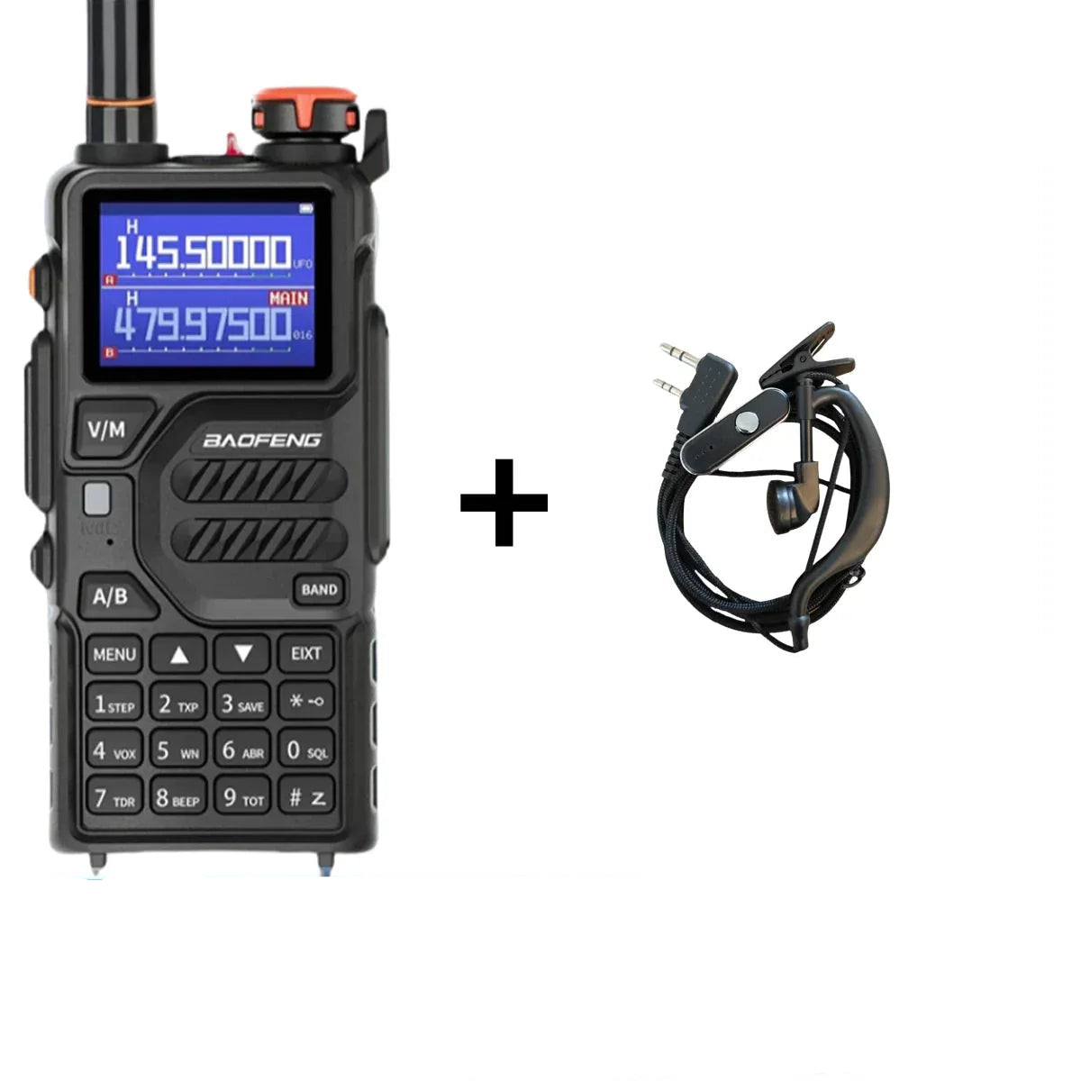 Baofeng UV K5 Plus 10W Tri-Band Long Range Ham Radio Add Headset