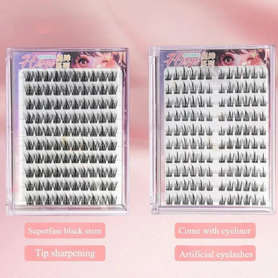 Glue-Free False Eyelashes – Star Eye Segmented DIY Lash Extensions, Lightweight & Reusable, Easy Apply Multiple Styles