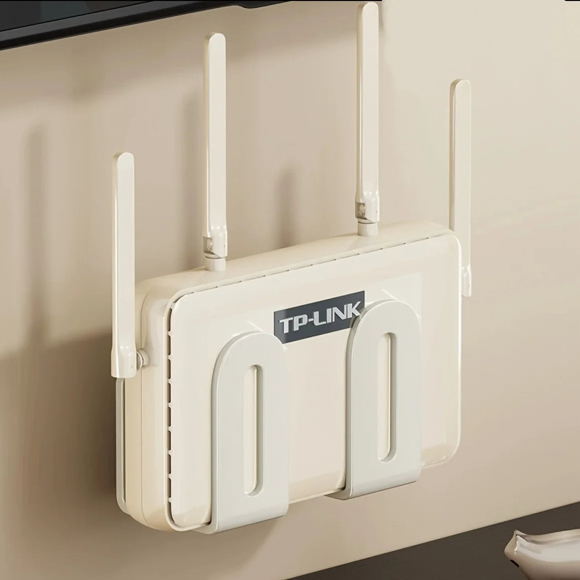 No Drill Wall Mounted Router Holder for Bedroom Cable Storage White