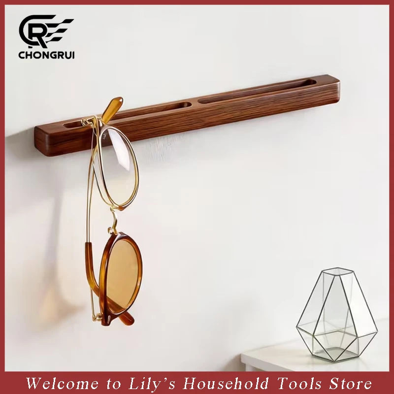Wooden Wall Mounted Glasses Holder for Bedroom Storage