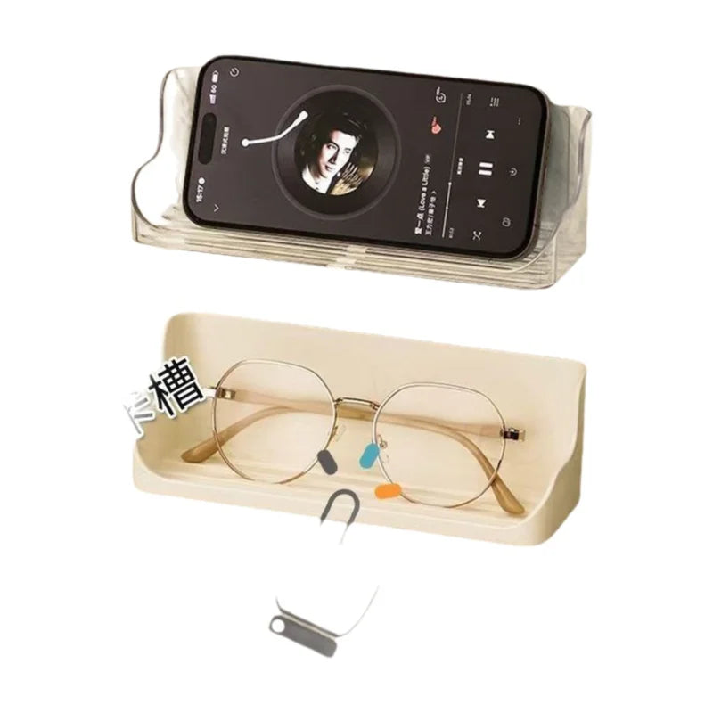 Adhesive Wall Mounted Glasses Holder for Bedside Storage