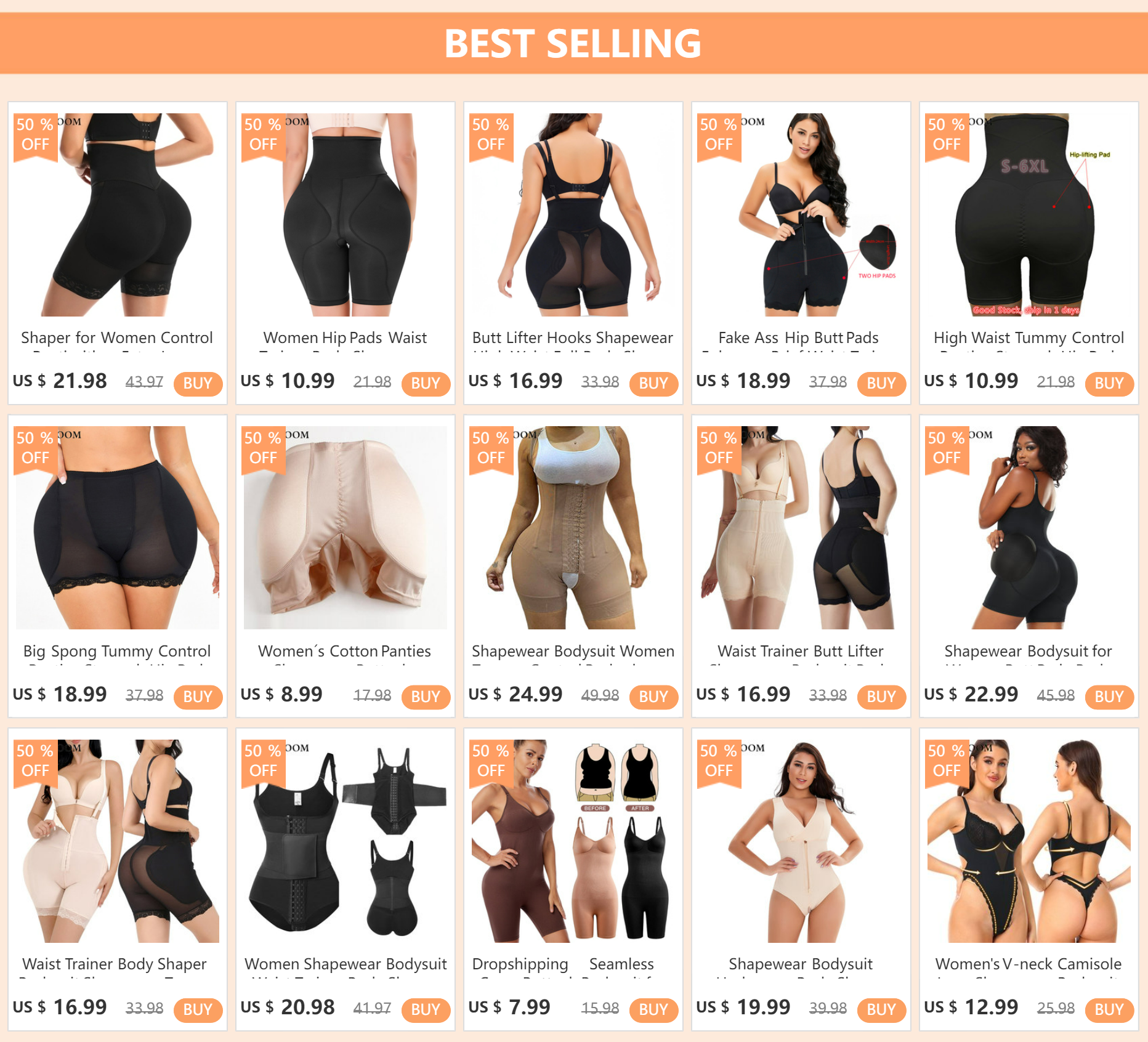 High Waist Shapewear Shorts with Padding