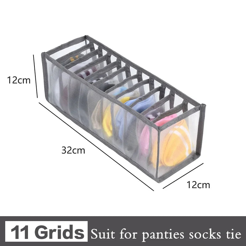 Fabric Bra Drawer Organiser for Sports Bras Socks and Underwear 11grids-grey