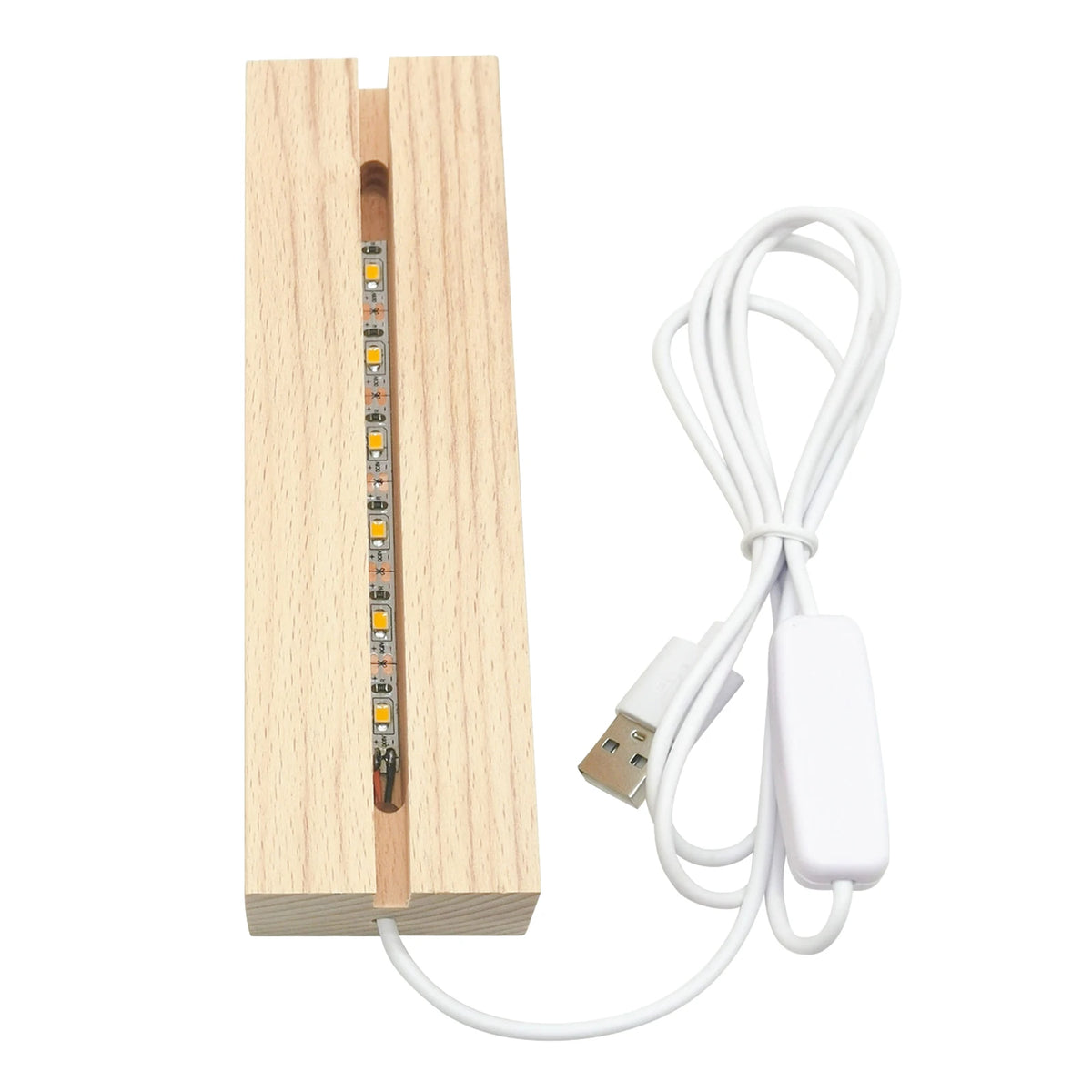 LED Display Base with Wooden Slot for Acrylic Art Panels