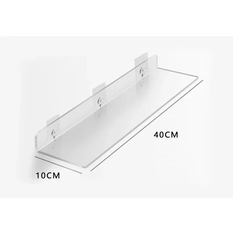 Clear Floating Wall Shelf No Drill, Waterproof, 20cm to 50cm Sizes
