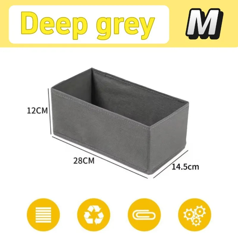 Fabric Underwear Drawer Storage Box for Socks and Clothing Deep gray-M