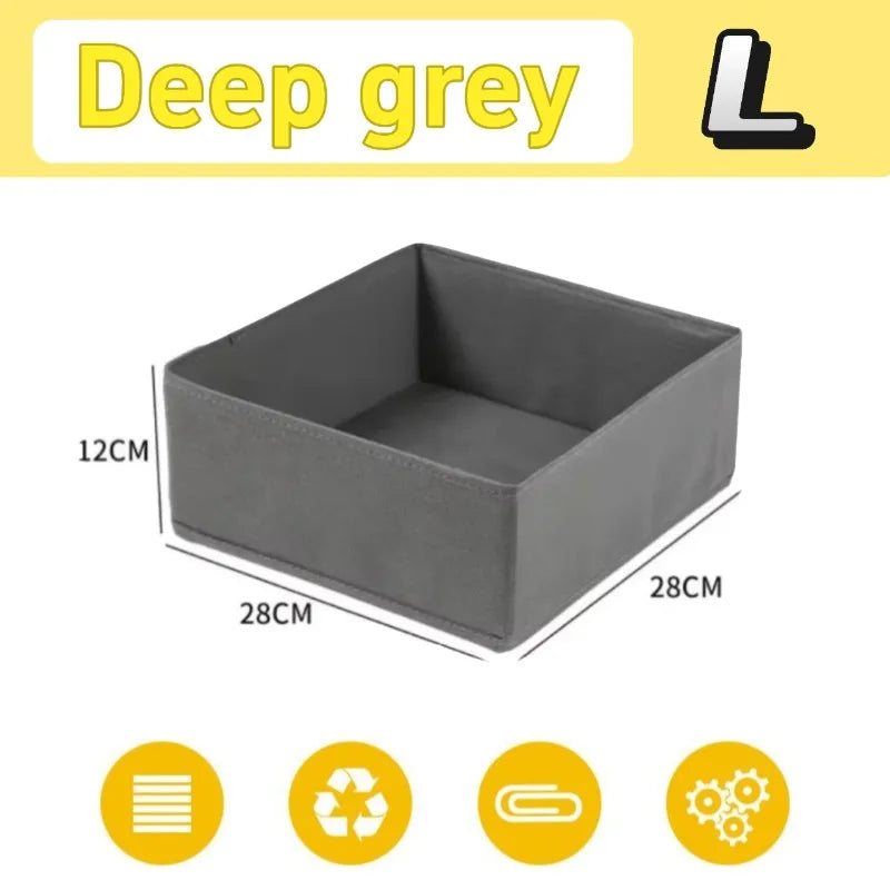 Fabric Underwear Drawer Storage Box for Socks and Clothing Deep gray-L