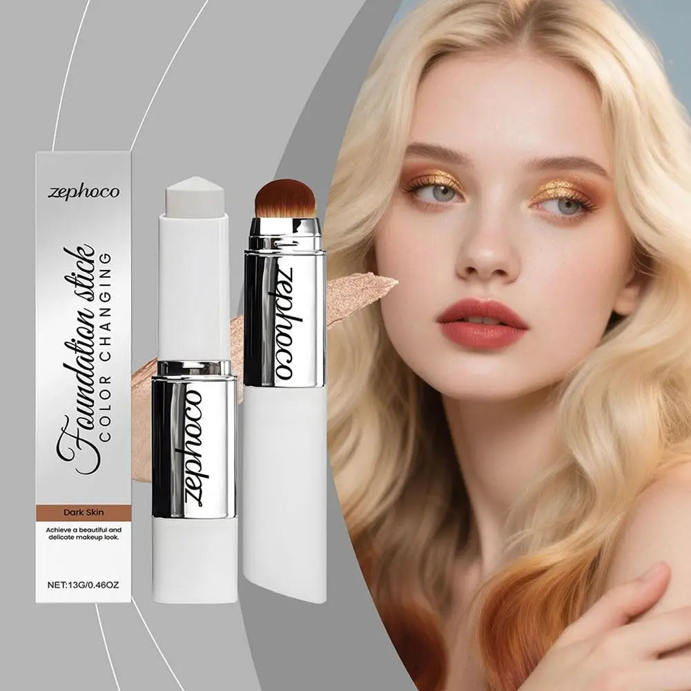 ZEPHOCO 2-in-1 Color Changing Foundation Stick Long Lasting Moisturizing Lightweight Foundation High Concealer Power Makeup