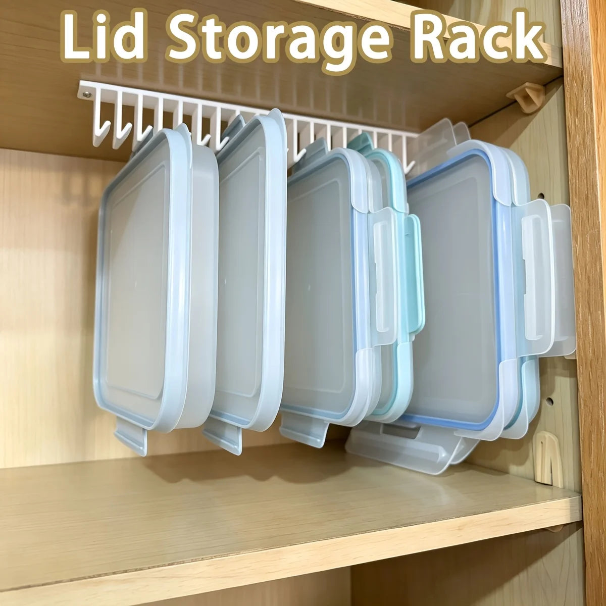 Under-Shelf Lid Organiser for Kitchen Food Containers