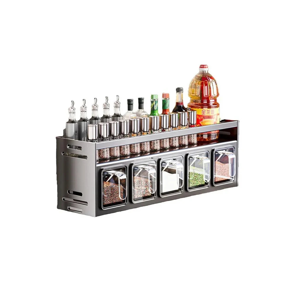 Metal No Drill Wall Mounted Spice Rack for Kitchen Storage