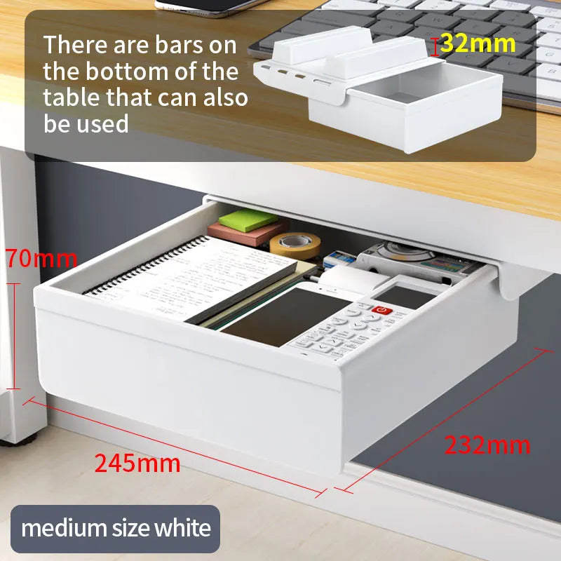 Self Adhesive Plastic Under Desk Drawer for Stationery Storage