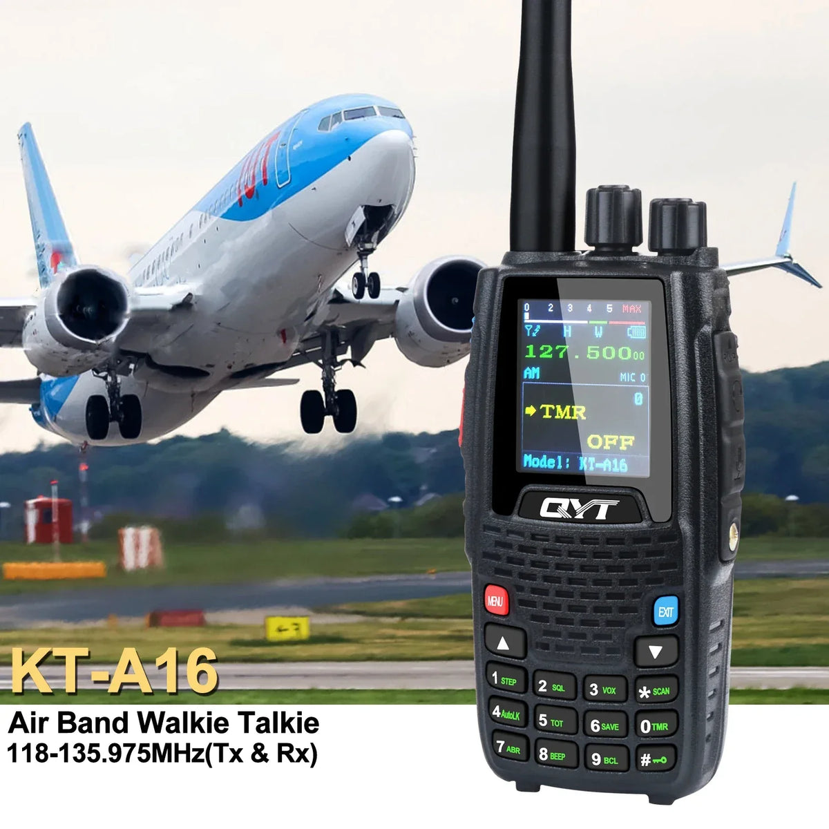 QYT KT-A16 Aviation Handheld Transceiver 6W NOAA Air Band Radio