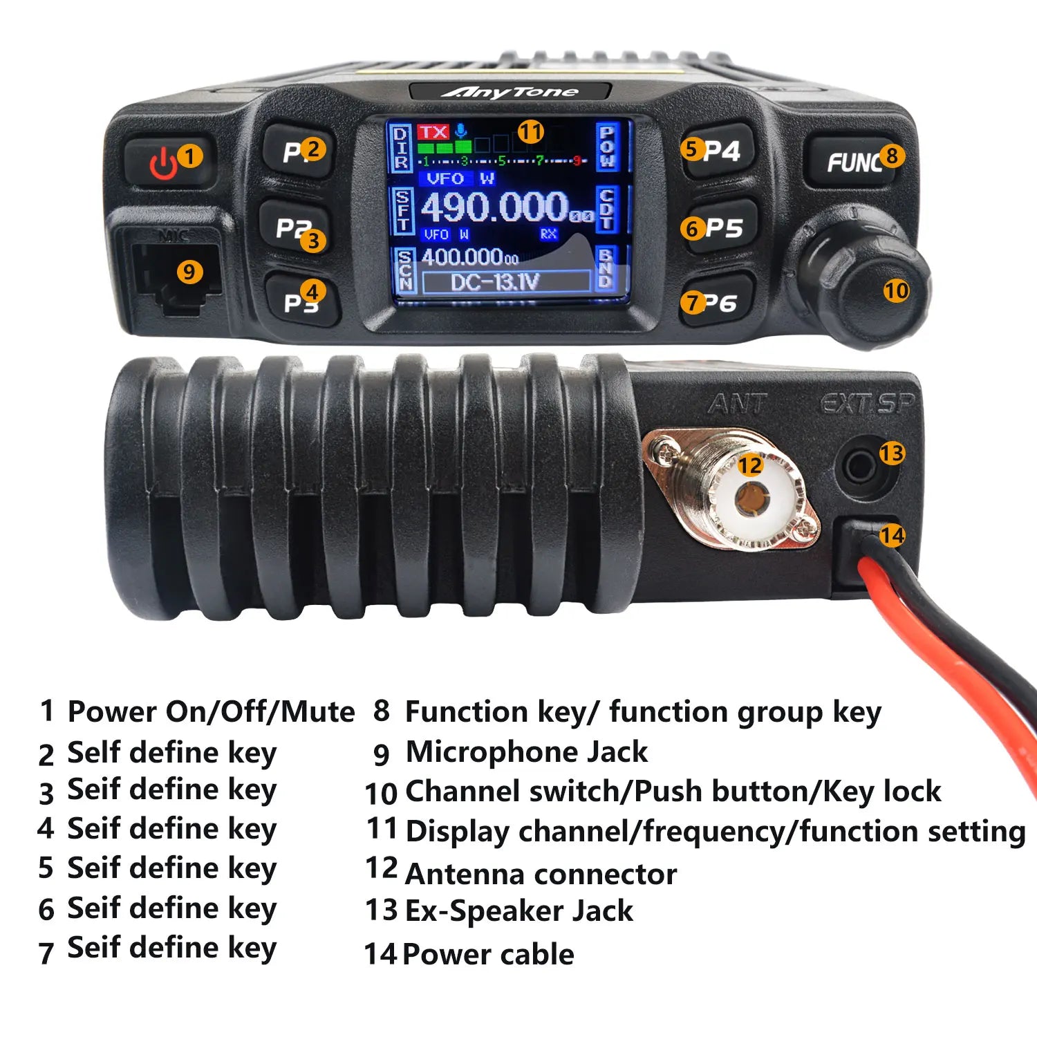 AnyTone Walkie Talkie GMRS AT-778UV AT-778UVII 136-174 & 400-490MHz 25W Dual Band VOX Analog Mobile Radio Color Display